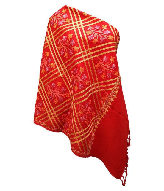 KASHMIRI Red Ari Embroidery Shawl