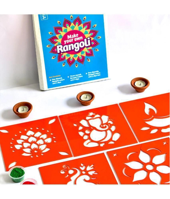 ilearnngrow ilearnngrow Diwali DIY Rangoli Kit - Set Of Five Stencil - Multi-Color