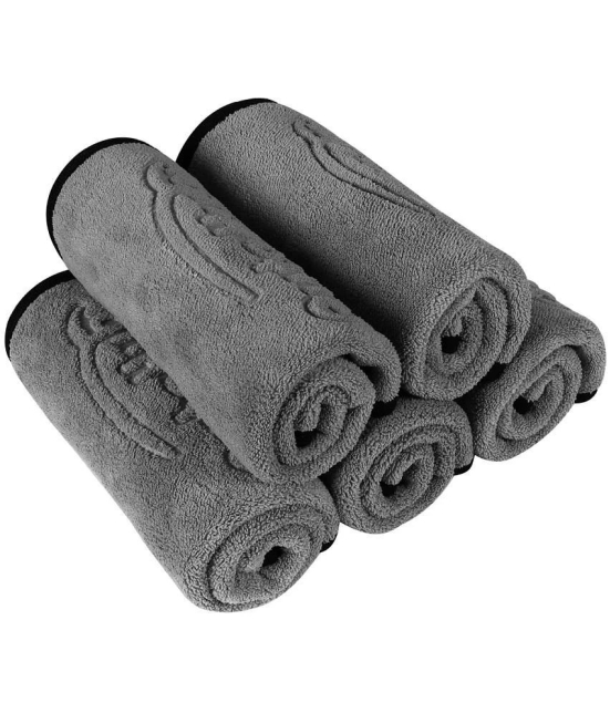 Auto Hub Grey 600 GSM Drying Towel For Automobile ( Pack of 5 )