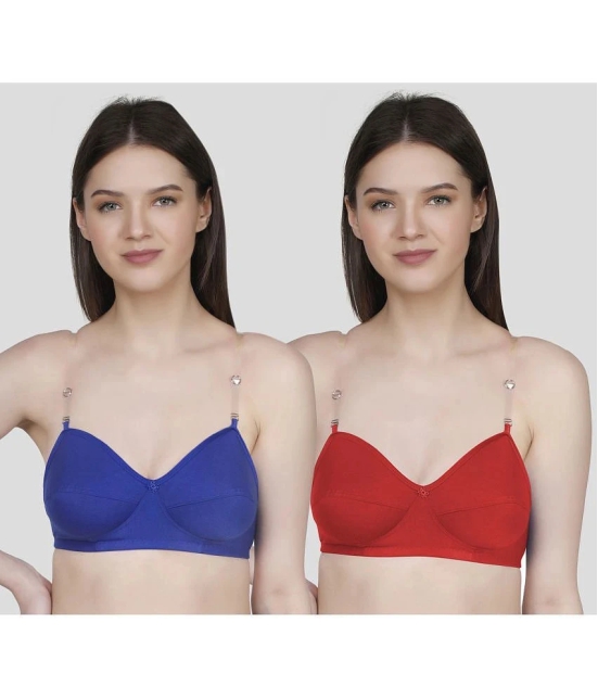 TCG Pack of 2 Cotton Blend Non Padded Womens Everyday Bra ( Red ) - None