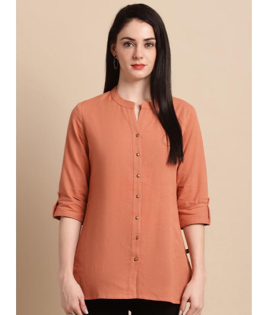 Pistaa Rust Cotton Womens Shirt Style Top ( Pack of 1 ) - None