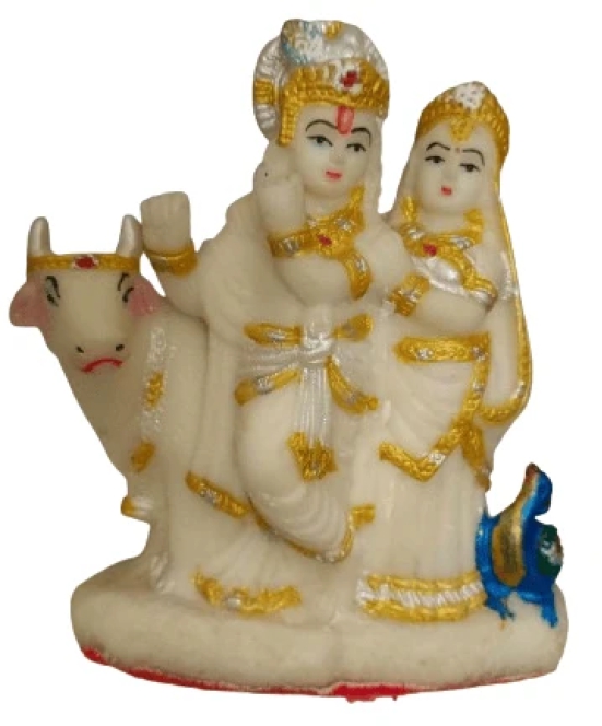 White & Gold Made Of  Pvc Material Radha Krishna Hindu Idol For Home Decor | Pooja Needs