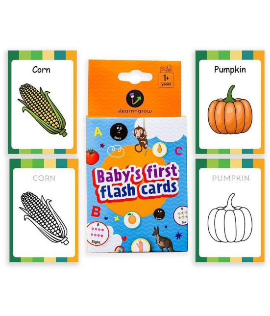 ILEARNNGROW Vegetables Flash Cards - Colouring and tracing cards. Cards for Kids Early Learning | Easy & Fun Way of Learning 1+ years - Multi-Colour