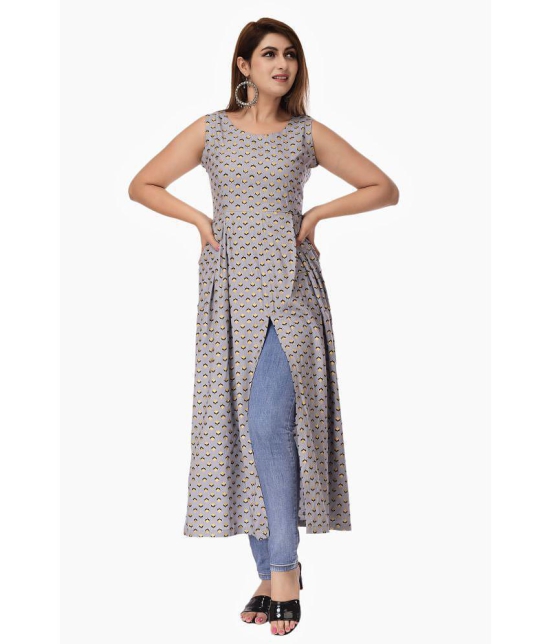 Maquien Grey Rayon Front Slit Kurti - M