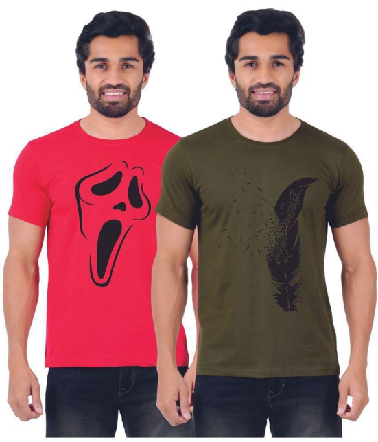 ferocious - Red Cotton Regular Fit Men's T-Shirt ( Pack of 2 ) - None