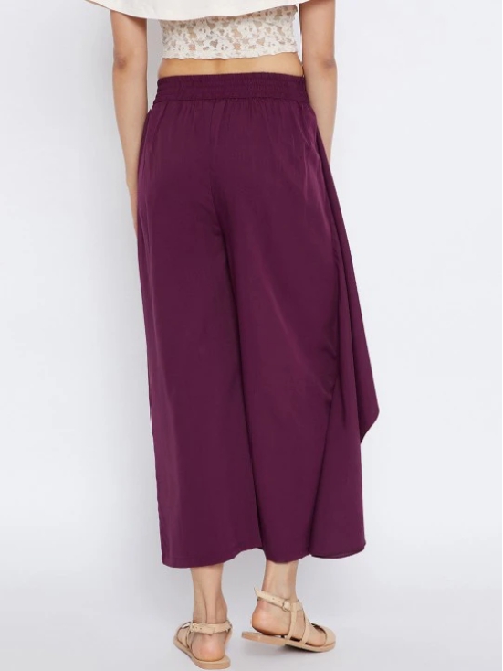 Women Burgundy Relaxed Loose Fit Solid Culottes