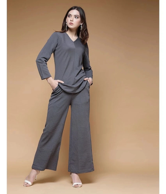 Selvia Grey Dyed Palazzo Top Set - None