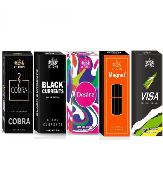 ST.JOHN Cobra ,Black Current,Magnet,Desire, Visa Pocket Perfume for Men 10 ml ( Pack of 5 )