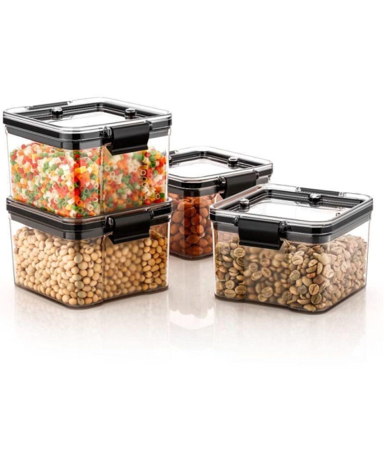 HOMETALES - Black Polyproplene Food Container ( Pack of 4 ) - Black