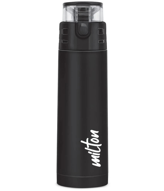 Milton Atlantis 400 Thermosteel Insulated Water Bottle, 350 ml, Black | Hot and Cold | Leak Proof | Office Bottle | Sports | Home | Kitchen | Hiking | Treking | Travel | Easy To Carry | Rust