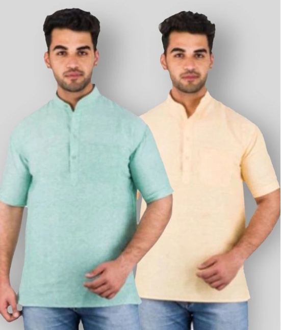 DESHBANDHU DBK - Multicolor Cotton Mens Shirt Style Kurta ( Pack of 2 ) - None