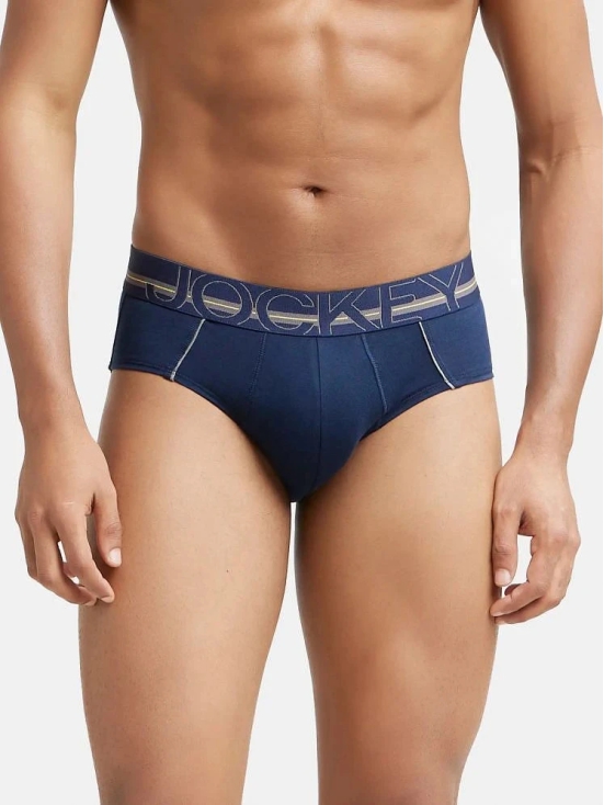 Jockey US14 Men Super Combed Cotton Solid Brief with Ultrasoft Waistband - Navy - None