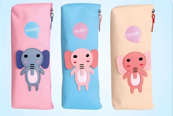 Happy Elephant Pencil Case-Cream