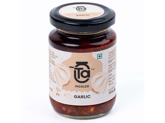 Ta Pickles | Garlic Pickle | 150g | Made with Cold Pressed Oil | Homemade | Traditional Indian Taste | Natural | No Preservatives