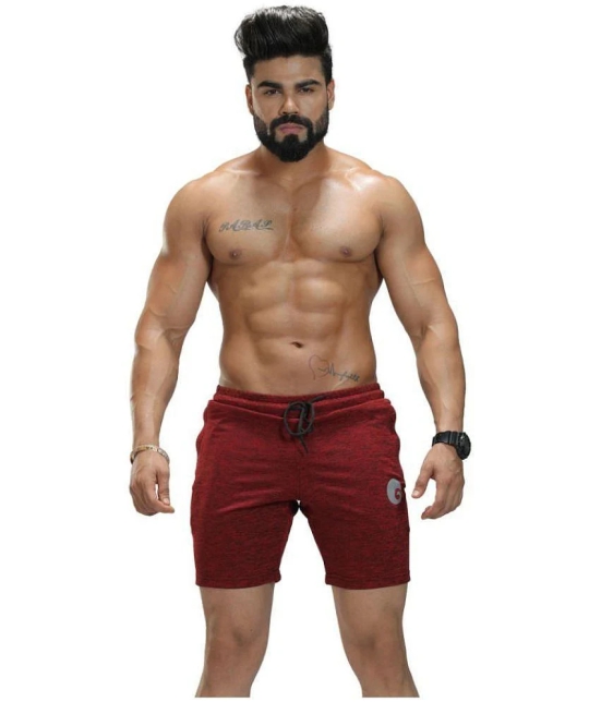 Omtex Red Polyester Fitness Shorts - None