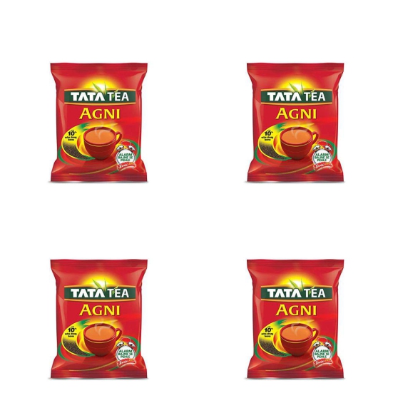 Tata Tea Agni | Strong Chai | Leaf Tea | 250 gm each | Pack of 4 | 1 Kg + Green Elaichi 25 gm