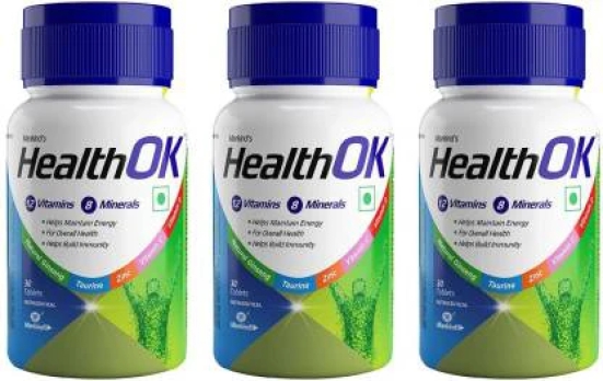 Health Ok Daily Multivitamin for Energy & Overall Health for Men30 Tablets x 3 (3 x 30 Tablets)