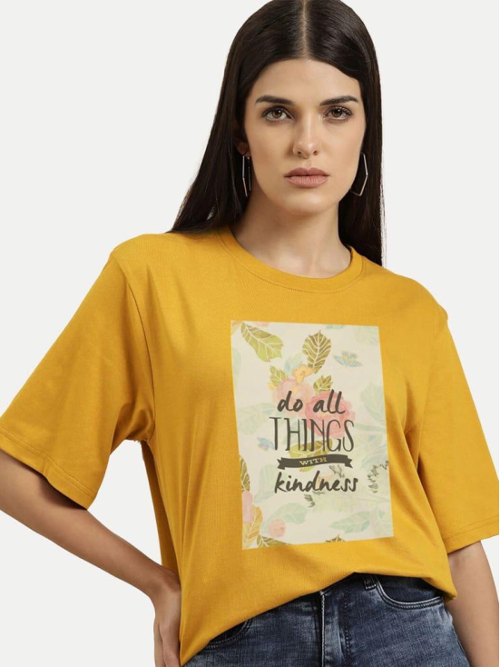 Women  Mustard Tee With A Printed Slogan
