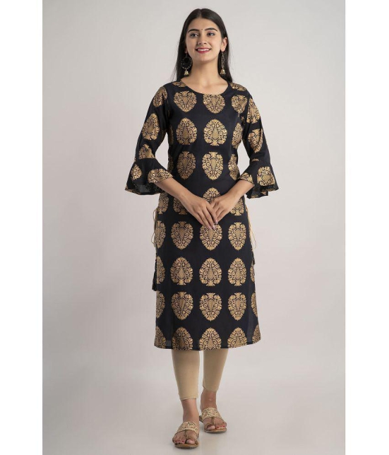 MAUKA - Black Rayon Womens Straight Kurti ( Pack of 1 ) - None