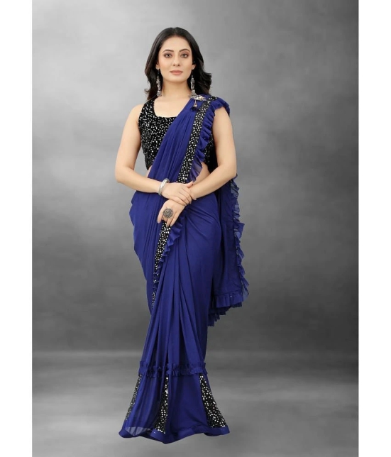 Apnisha - Blue Lycra Saree With Blouse Piece ( Pack of 1 ) - Blue