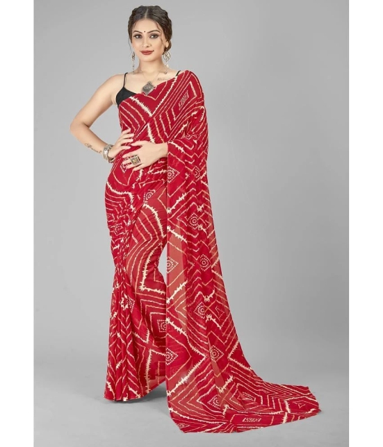 ANAND SAREES - Red Georgette Saree Without Blouse Piece ( Pack of 1 ) - Red