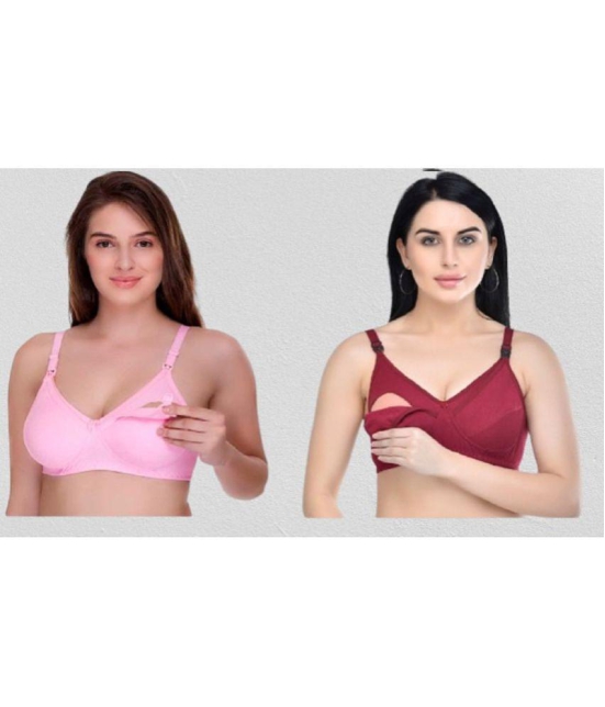 Desiprime - Multicolor Cotton Solid Womens Maternity Bra ( Pack of 2 ) - 40B