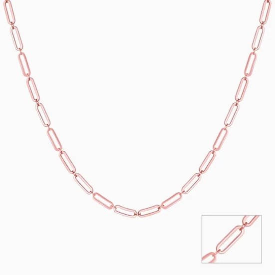 Rose Gold Elongated Link Chain Necklace