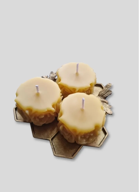 Set of 3 | Pure Beeswax Votive Candles | 1.6oz-Yellow