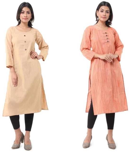 DESHBANDHU DBK - Multicolor Cotton Womens Straight Kurti ( Pack of 2 ) - None