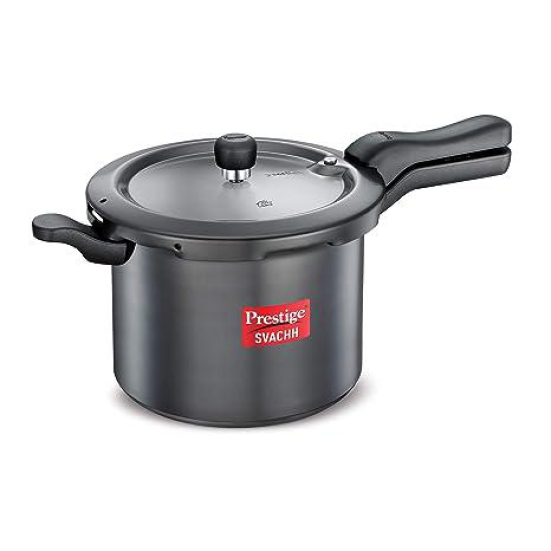 Prestige Svachh Hard Anodised Spillage Control Pressure Cooker, 7.5 L (Black)