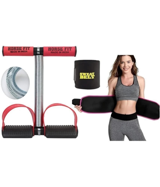 HORSE FIT Tummy Trimmer Single spring with Slim Belt Combo | Waist Trimmer | Body Shaper | Weight Loss Fitness Equipment | Body Toner | Single Spring Ab Tummy Trimmer - Assorted