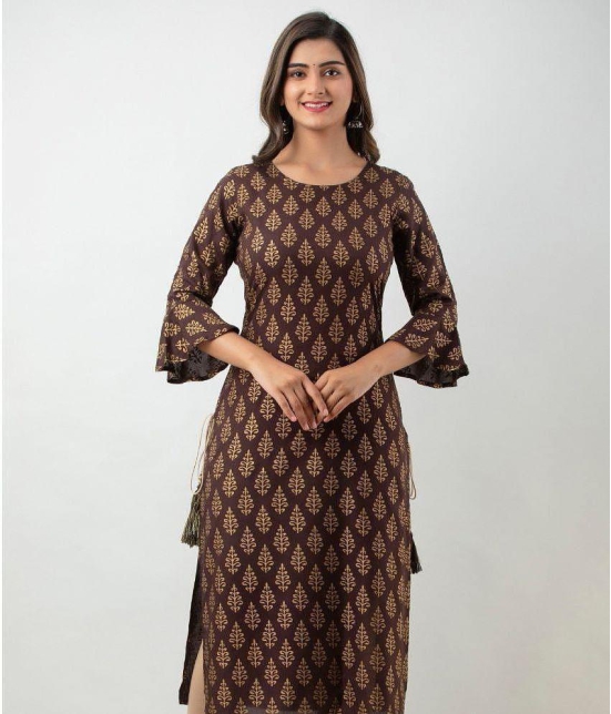 MAUKA - Brown Rayon Women's Straight Kurti ( Pack of 1 ) - None