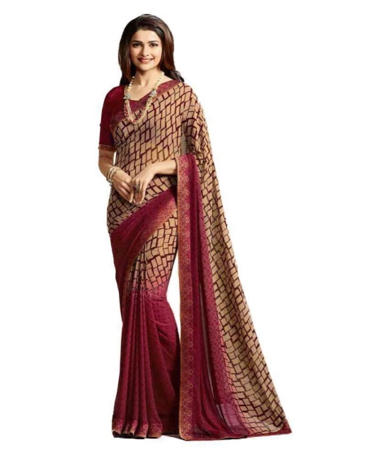 Gazal Fashions - Multicolor Chiffon Saree With Blouse Piece (Pack of 1)