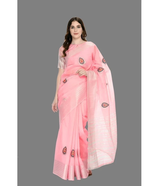 OFLINE SELCTION - Pink Silk Saree With Blouse Piece ( Pack of 1 ) - Pink