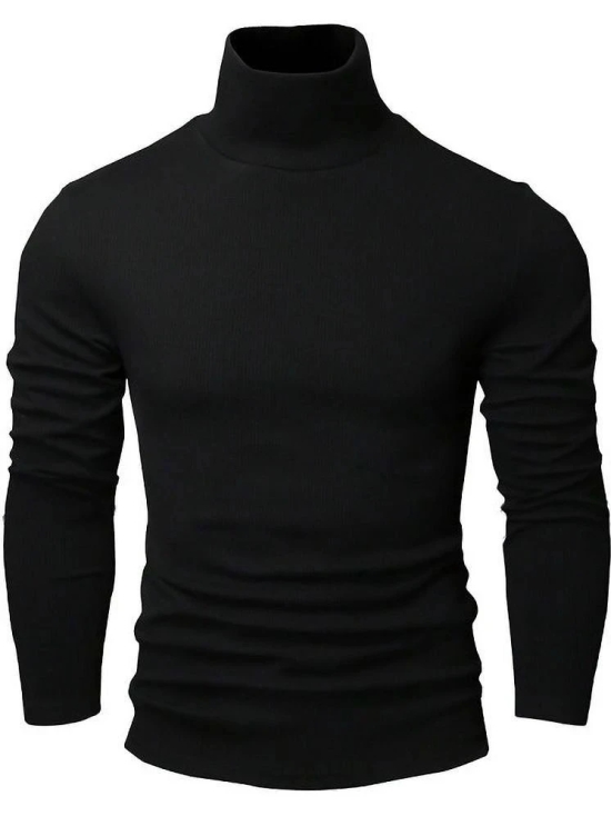 Leotude Cotton Blend Regular Fit Solid Full Sleeves Mens Round T-Shirt - Black ( Pack of 1 ) - None