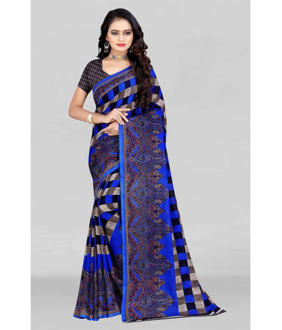 LEELAVATI - Blue Georgette Saree With Blouse Piece ( Pack of 1 ) - Blue