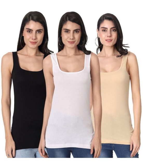 AIMLY Cotton Camisoles - Multi Color Pack of 3 - None