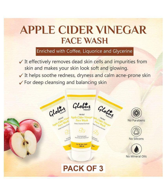 Globus Naturals Apple Cider Vinegar Deep Clean Face Wash 100 mL Pack of 3