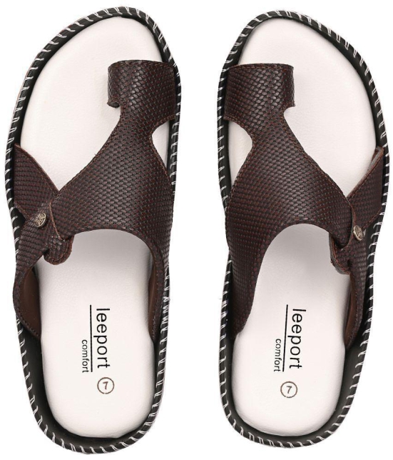 Leeport Brown Mens Leather Slipper - None