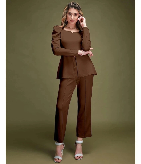 Selvia Brown Dyed Pant Top Set - None