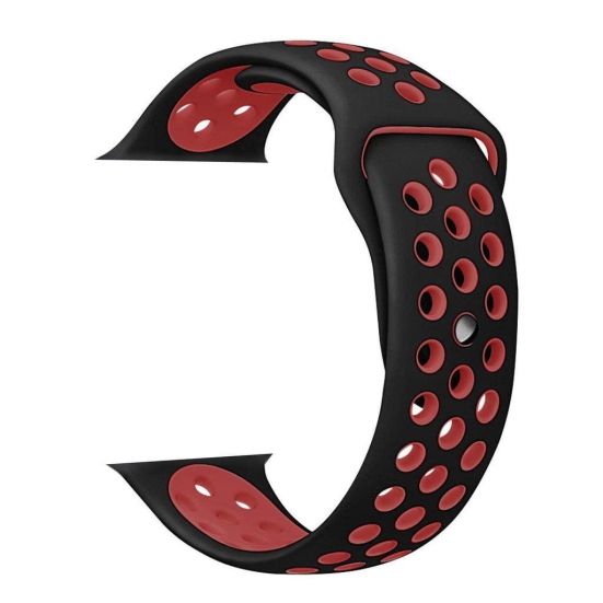 Exelent Sports Band Soft Silicone Sport Wristband Compatible with Watch Bands 42mm 44mm & 45mm Soft Silicone Strap Black & Red