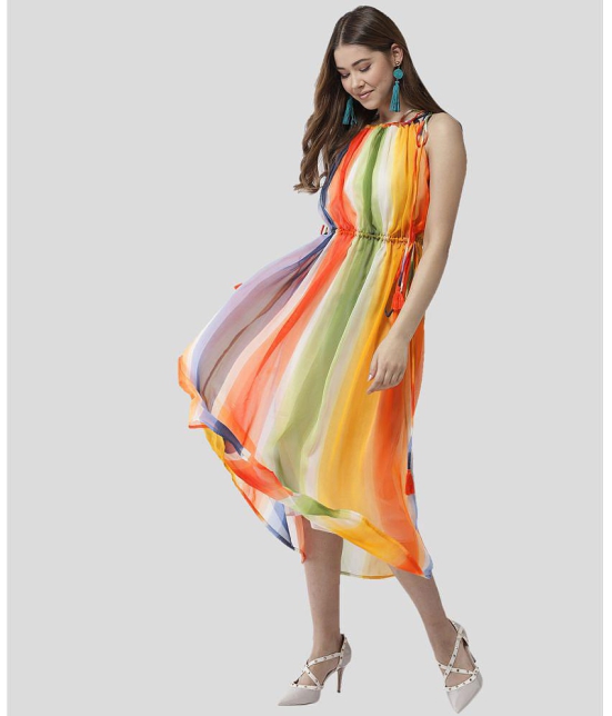 StyleStone Polyester Multi Color Fit And Flare Dress - Single - None