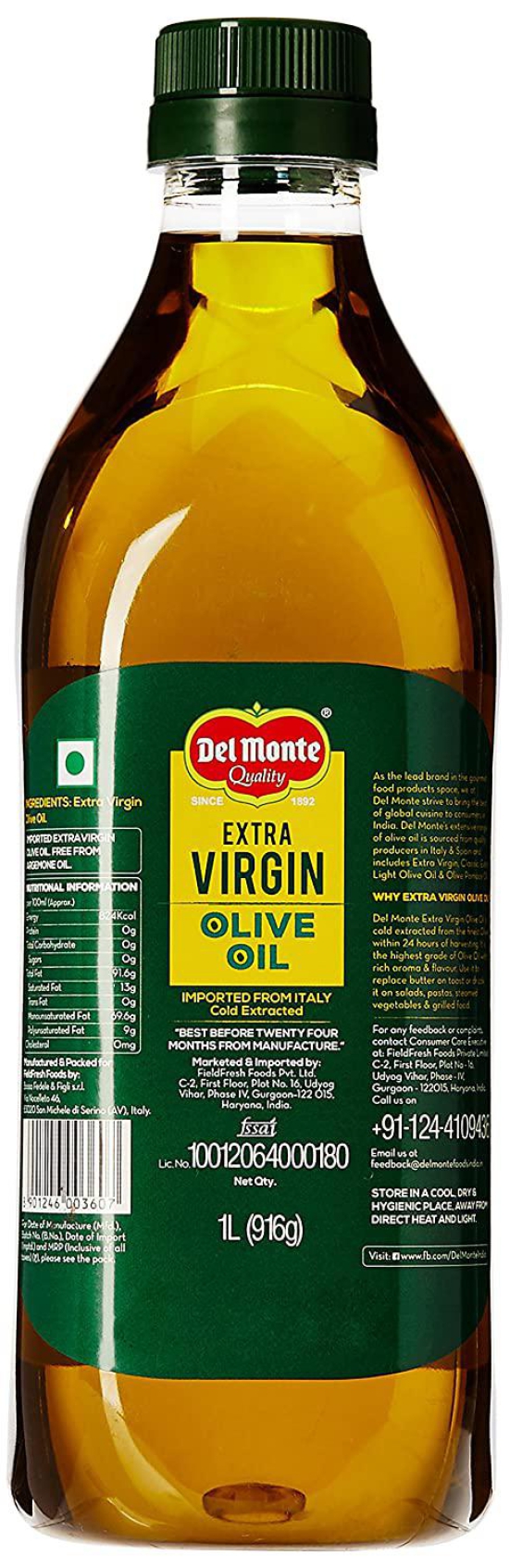 Del Monte Extra Virgin Olive Oil Bottle 1L