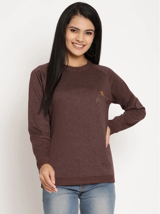 Women Explorer Burgundy Solid Sweatshirt-L