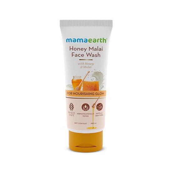 Mamaearth Honey Malai Face Wash with Honey  Malai For Nourishing Glow 100 ml  For all skin types Best Suits Dry Skin Combination Skin Non Drying Gentle Cleanser No Parabens No Sulphates