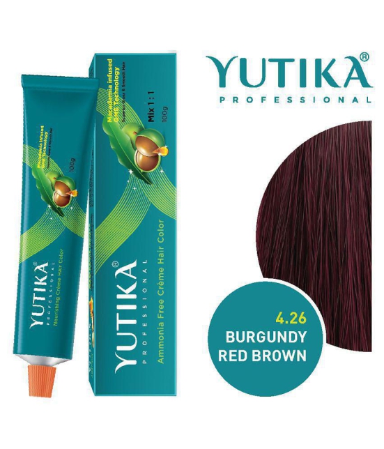 yutika Professional Creme Permanent Hair Color Red (Burgundy Red Brown 4.26) 100 g