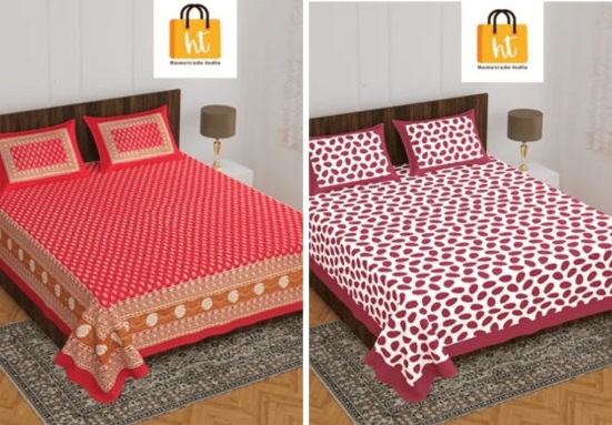 Bedsheet  Adda -100% Pure Cotton Jaipuri Printed Double Bedsheet-