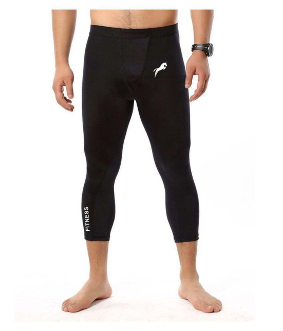 Just Rider Unisex 100% Polyester Men's 3/4 Compression Capri , Running Pants ,Jogging Pants Gym Sport Tights , Fitness Legging ,Running Capri - M