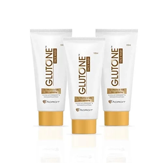 Glutone Face Wash| Glow & Radiance Face Wash| With Fruit Extracts| Enriched Hydrolyzed Almond Protein| Sugar-Based Formula| 100ml (Pack of 3)