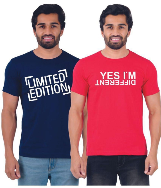 ferocious - Navy Cotton Regular Fit Men's T-Shirt ( Pack of 2 ) - None